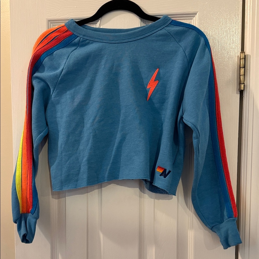 Aviator nation, blue striped sweatshirt